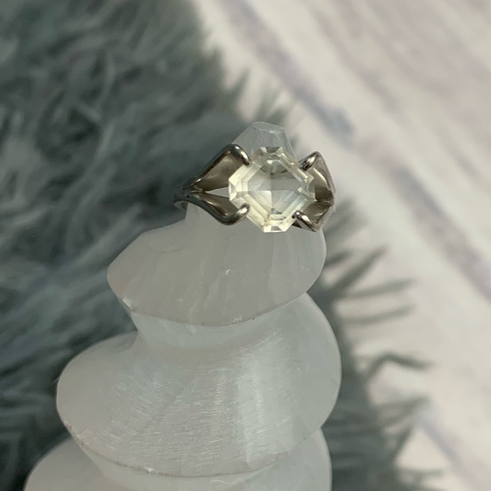 Clear Square Stone Sterling Silver Ring